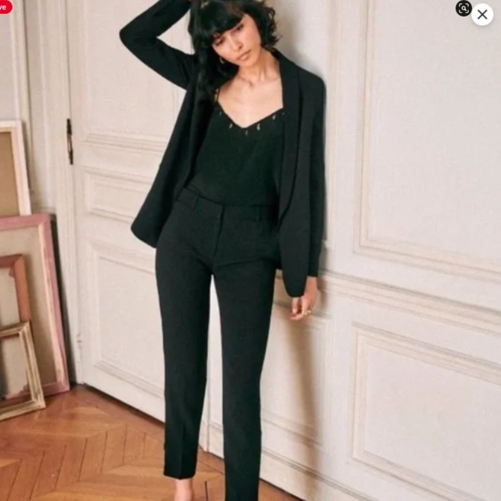 Sezane Gustavo Trousers | Black Jacquard | Size 38